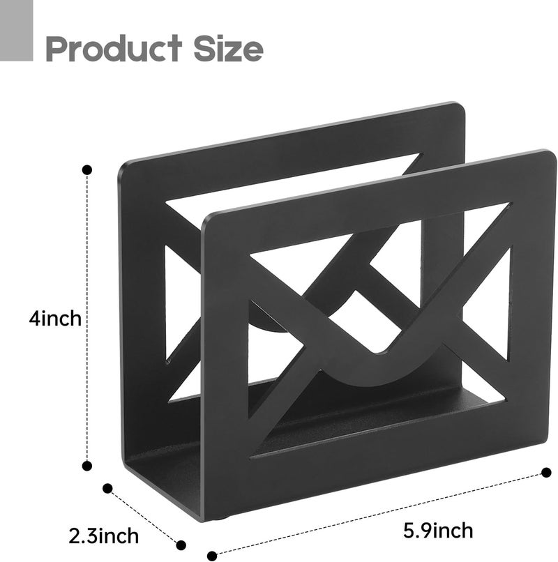 appacare Desktop Metal Mail Holder,Modern Black Letter Organizer for Desk with Cutout Envelope Design,Home and Office Envelope and Document Storage Rack (Black) - Image 2